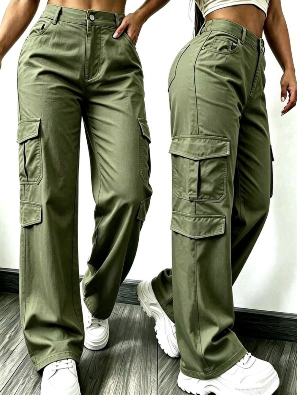 Olive Cargo Utility Pants for Men - Relaxed Fit